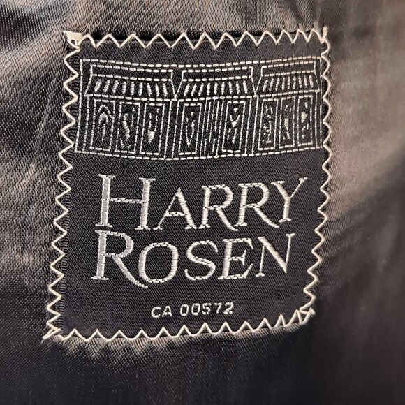 Harry Rosen Wool OverCoat Lined Samuelsohn Gray Herringbone Single Breasted - Picture 12 of 16